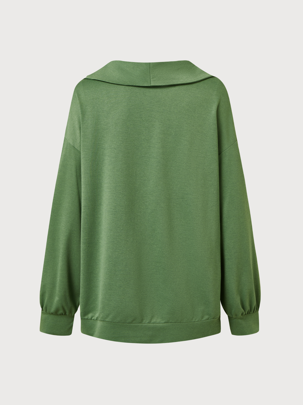 Women Casual Plain Zipper Turtleneck Sweatshirt