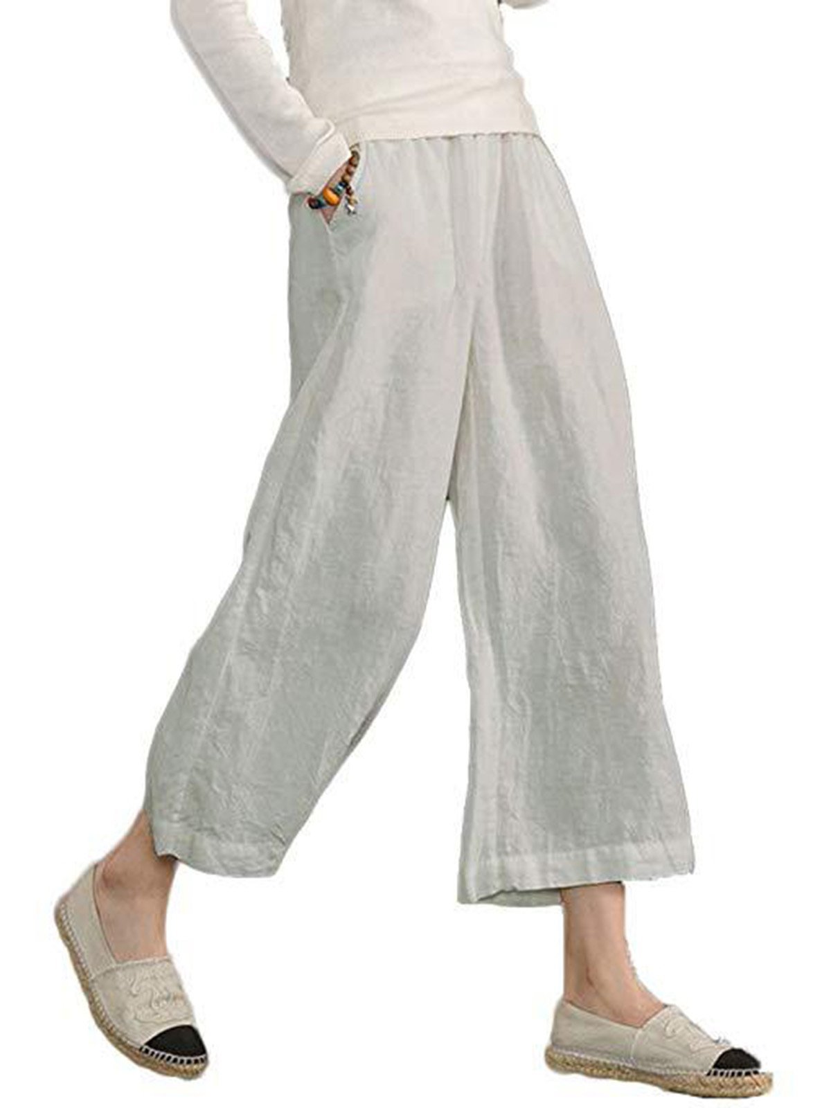 Casual Cotton Solid Pants