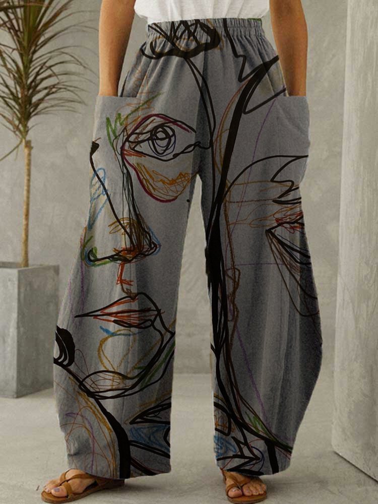 Cotton Sports Abstract Pants