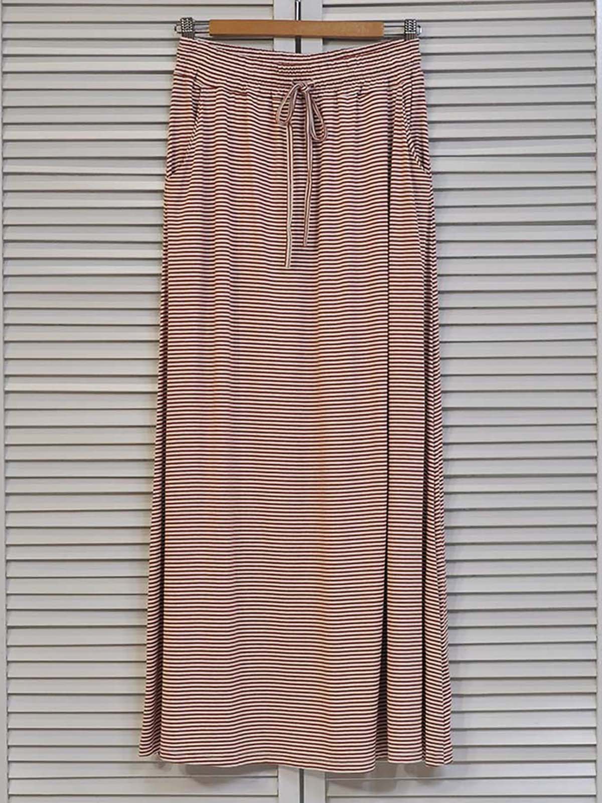 Loose Striped Cotton-Blend Skirt