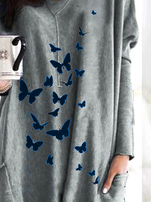 Butterfly Batwing Sleeve V Neck Loose Long Sleeve Tops