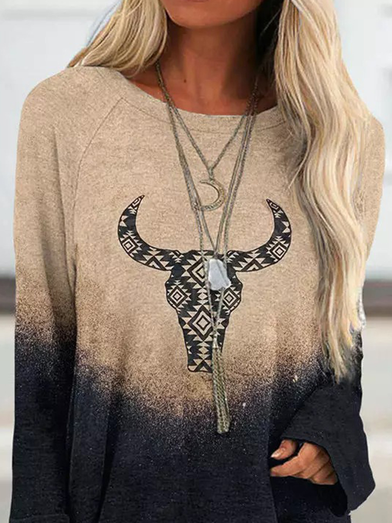Crew Neck Casual Loose Long Sleeve Top