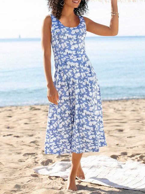Floral Vacation Jersey Slim Fit Dress