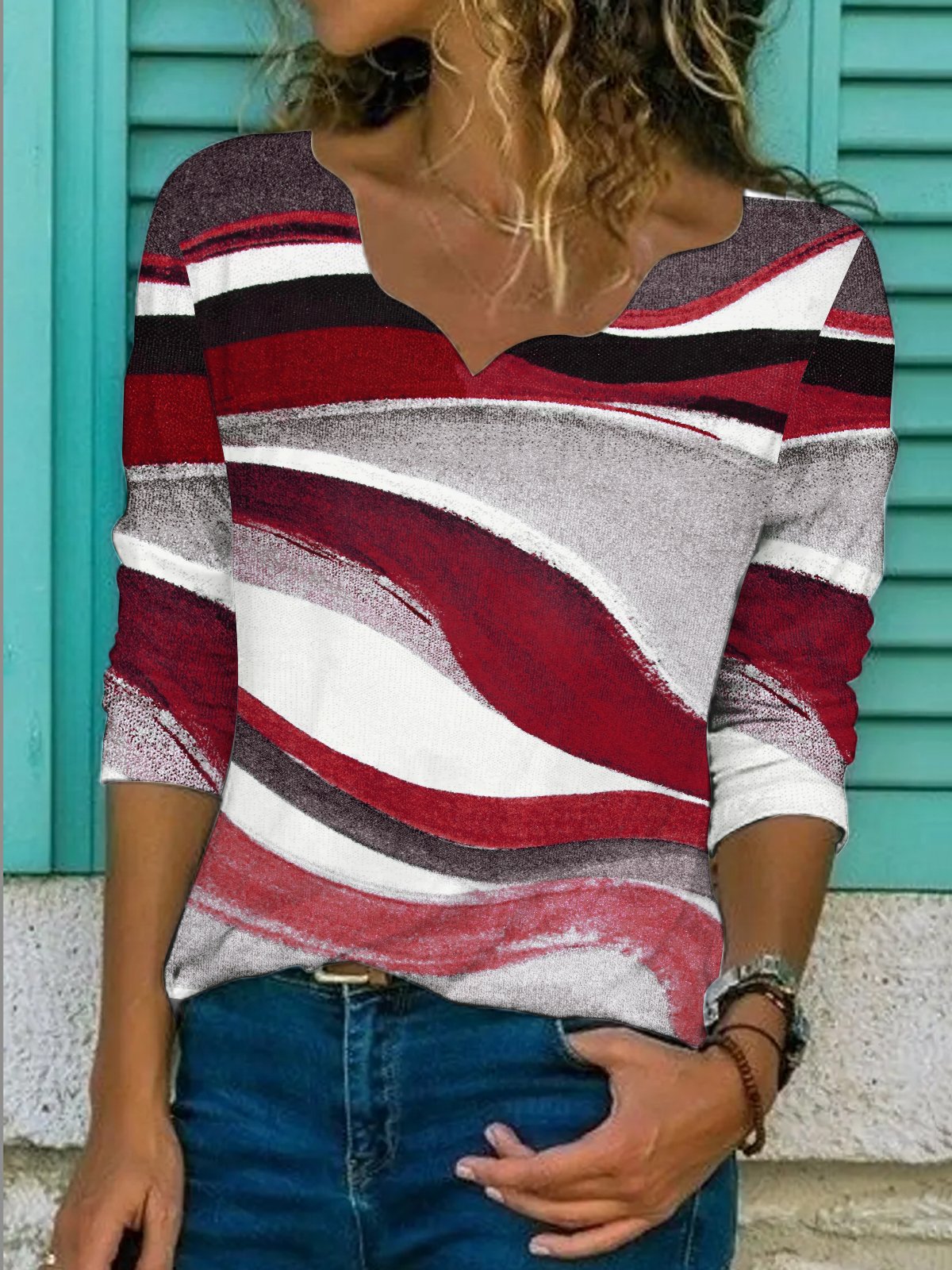 Casual Loose V Neck T-shirt