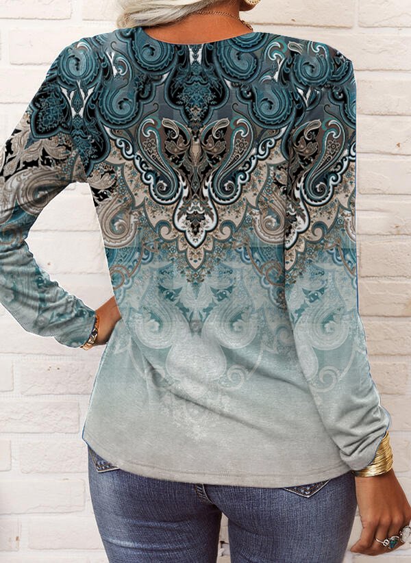 Regular Fit Half Open Collar Ethnic Boho Top