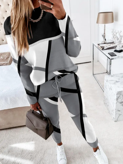 Color Block Regular Fit Casual Two-Piece Set