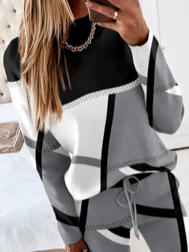 Color Block Regular Fit Casual Two-Piece Set