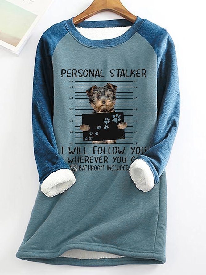 Fun Dog Crew Neck Fleece Thermal Top