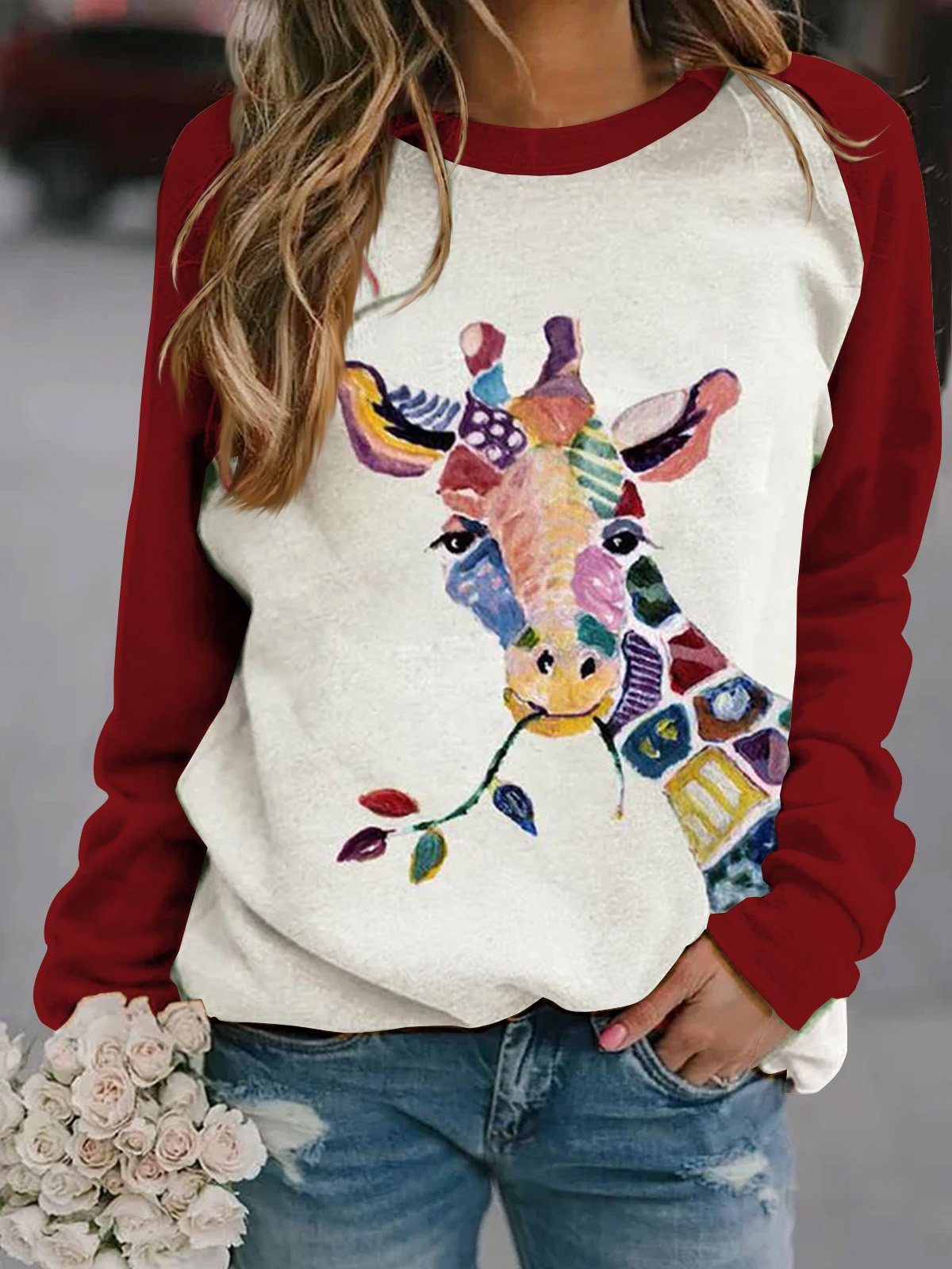 Giraffe Cotton-Blend Sweatshirt 