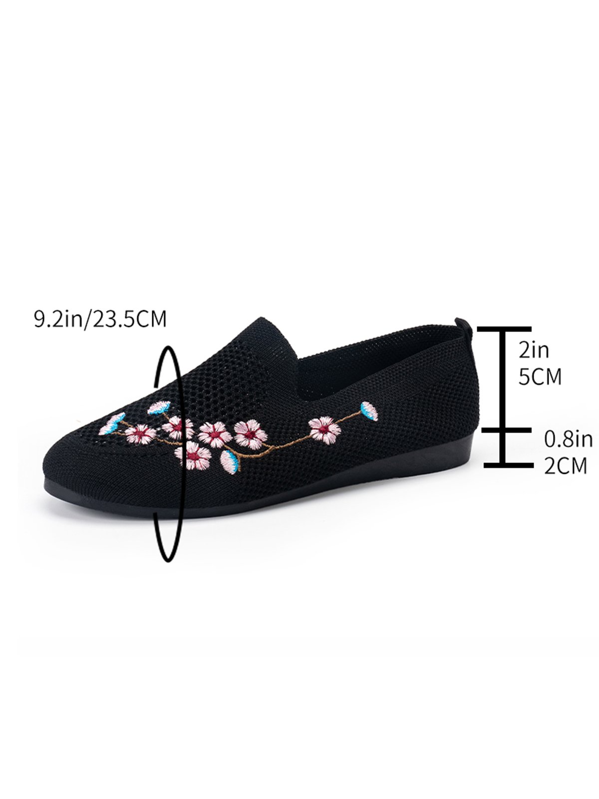 Floral Embroidery Breathable Mesh Fabric Flat Loafers