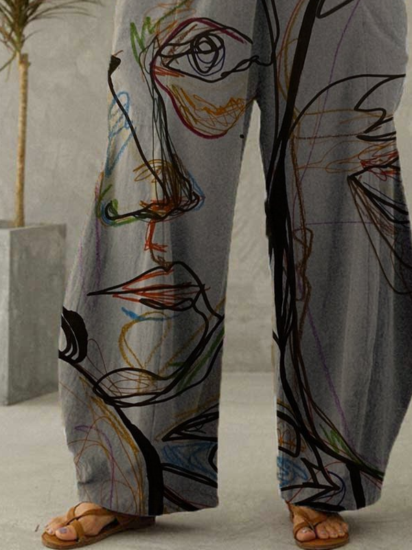 Cotton Sports Abstract Pants