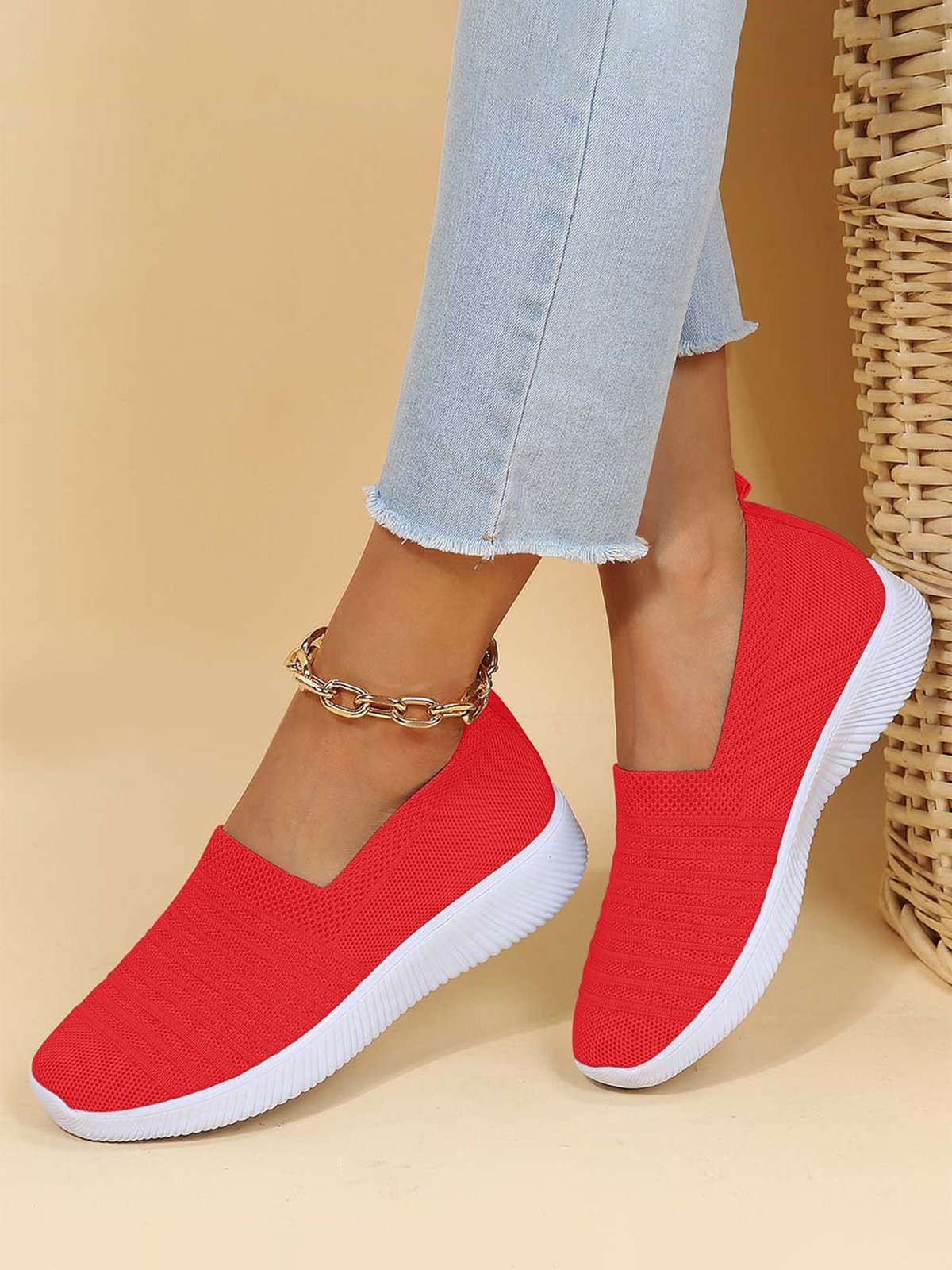 Plus Size Breathable Slip On Sports Sneakers