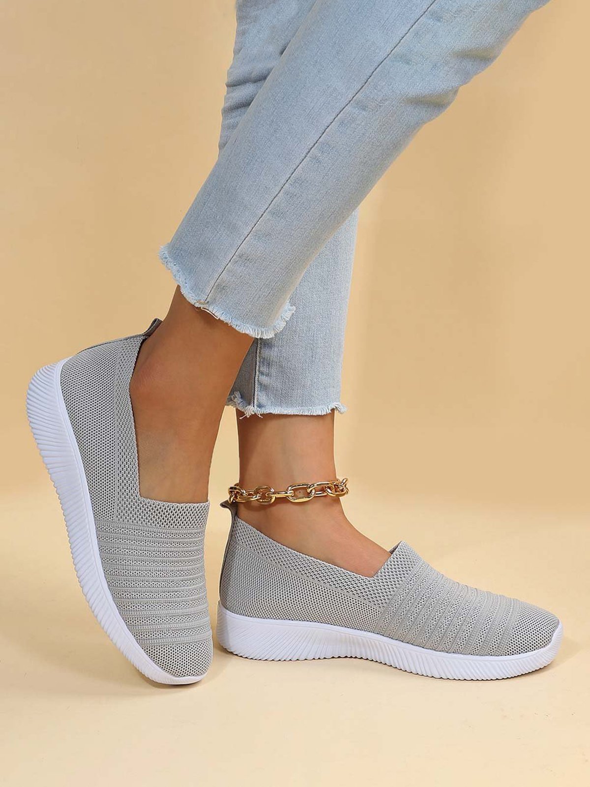 Plus Size Breathable Slip On Sports Sneakers