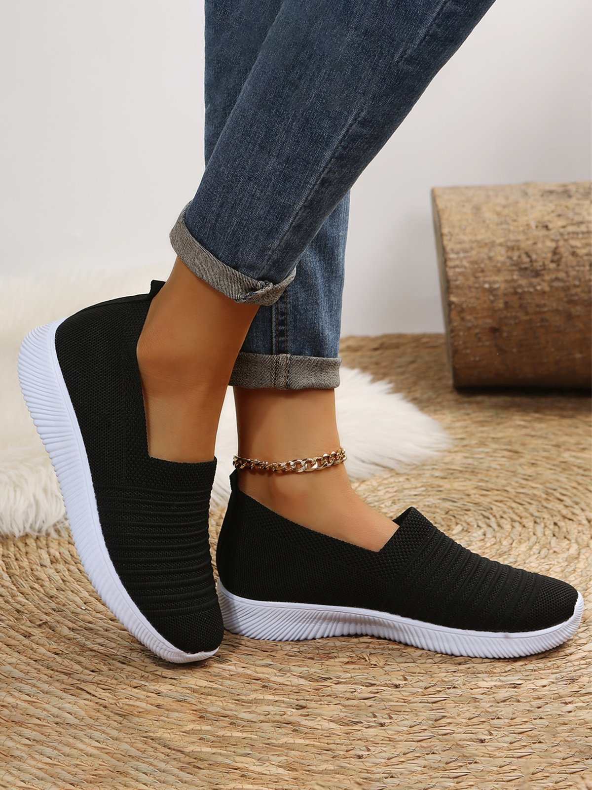 Plus Size Breathable Slip On Sports Sneakers