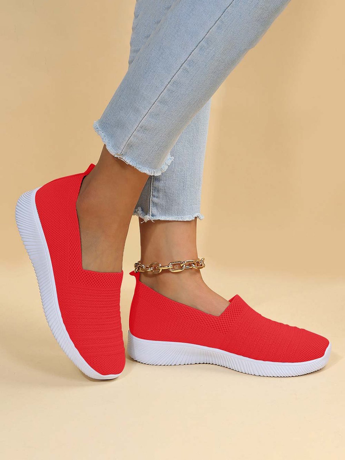 Plus Size Breathable Slip On Sports Sneakers