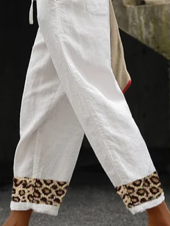 Loose Linen Leopard Pants