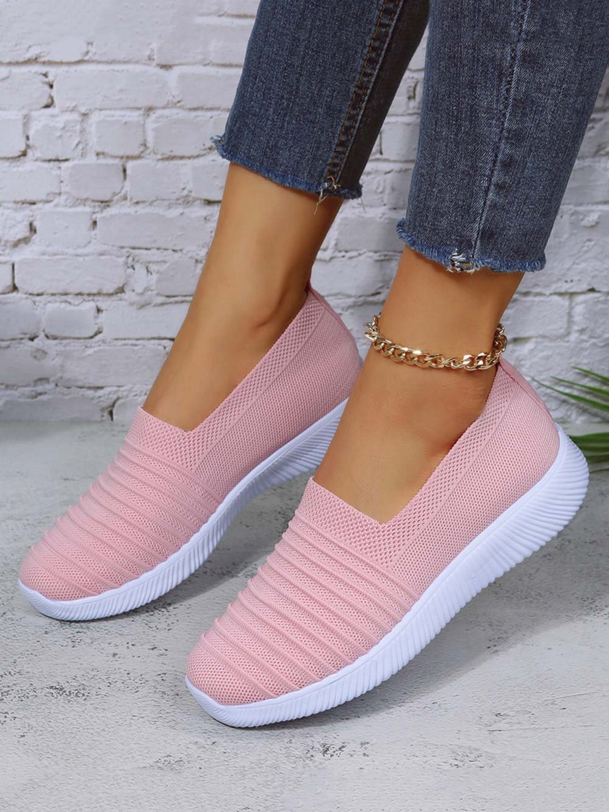 Plus Size Breathable Slip On Sports Sneakers