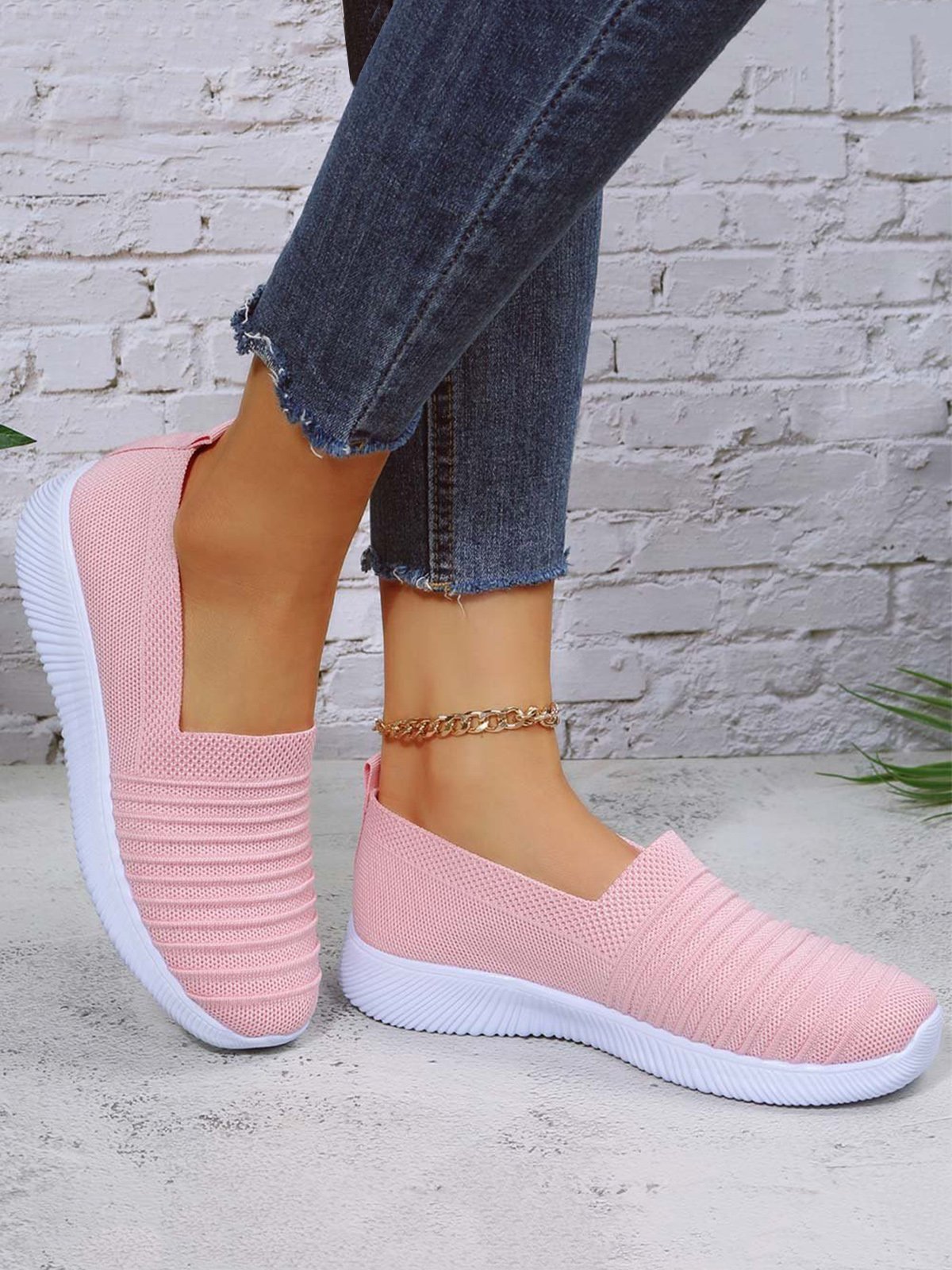 Plus Size Breathable Slip On Sports Sneakers