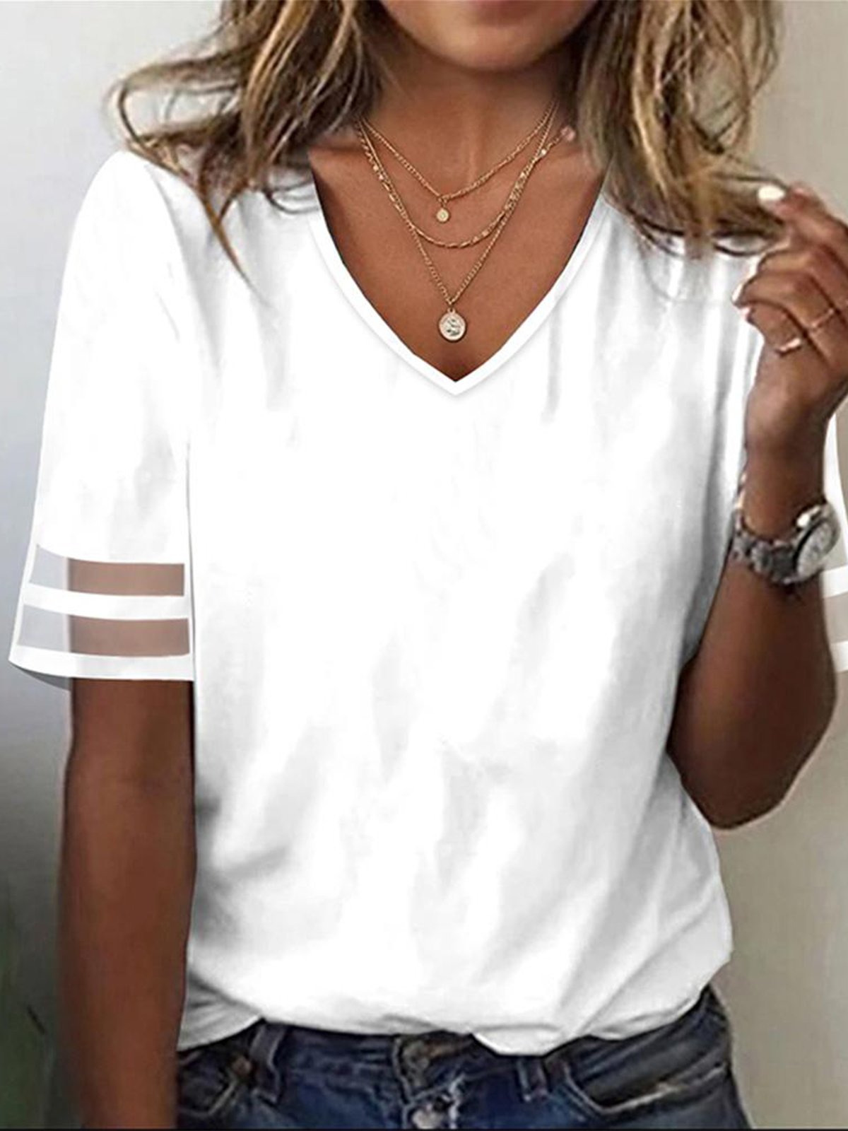 Loose V Neck Casual T-Shirt