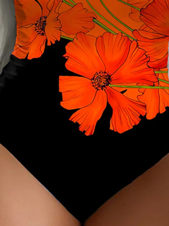 Printing Scoop Neck Vacation Floral One-Piece