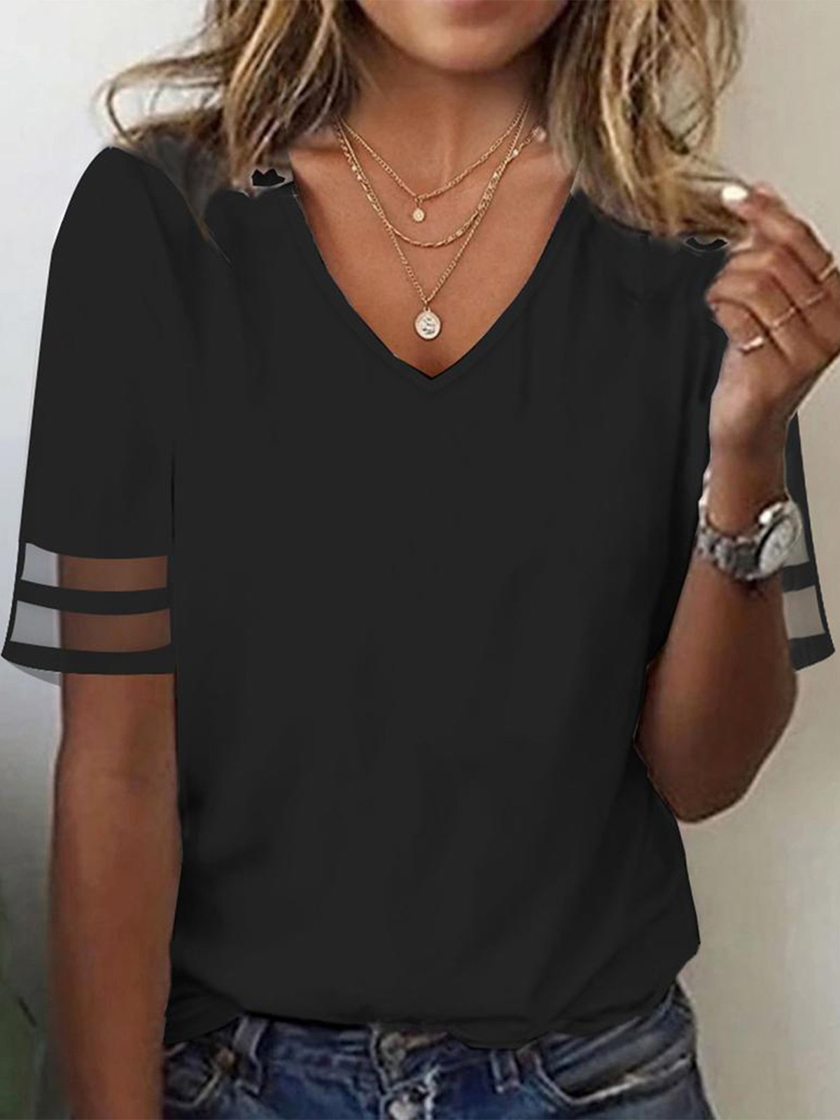 Loose V Neck Casual T-Shirt