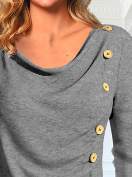 Loose Ruched Buttoned Casual T-Shirt