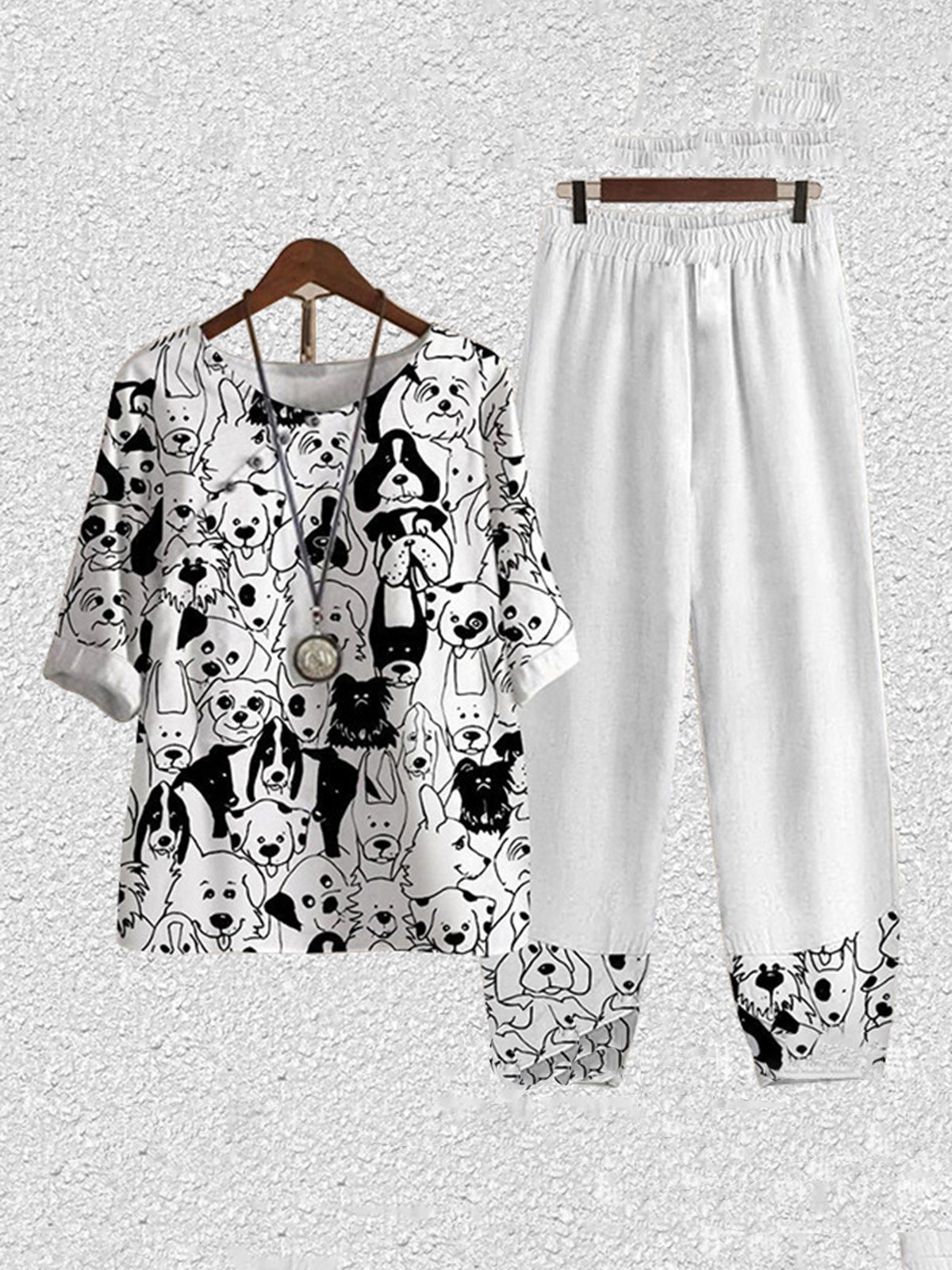 Loose Vacation Cotton And Linen Regular Sleeve Two-Piece Set