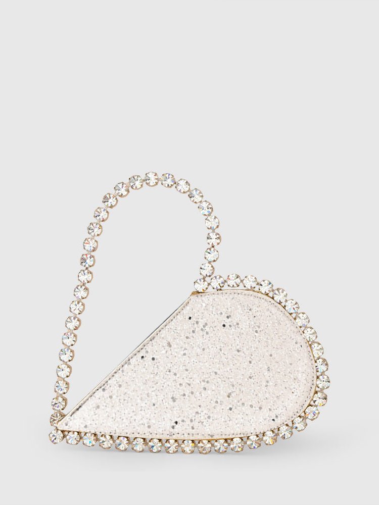 Banquet Party Heart Shaped Diamond Leather Ladies Clutch Elegant