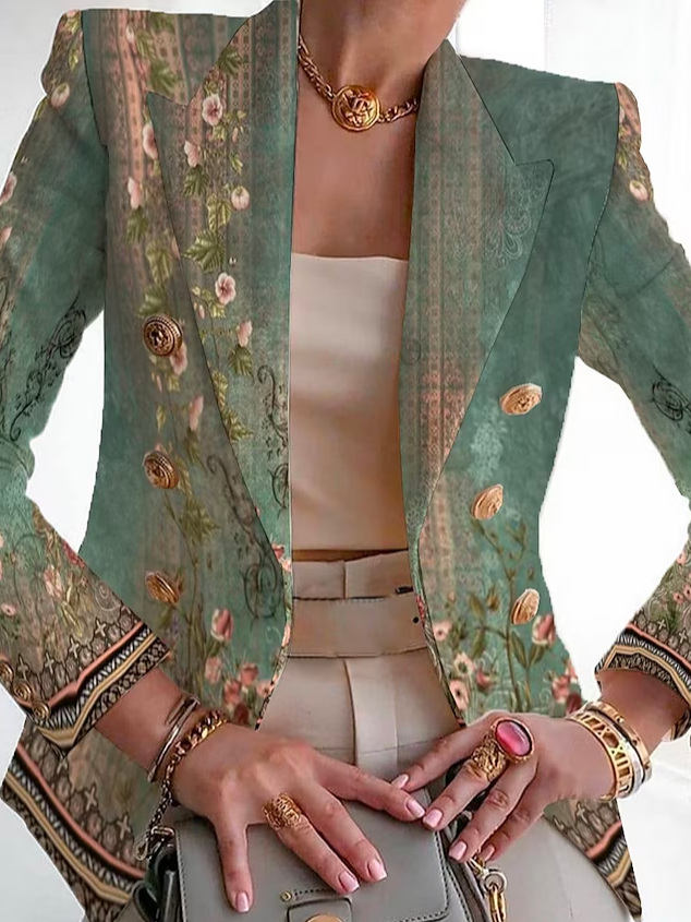 Loose Buttoned Cross Neck Elegant Blazer