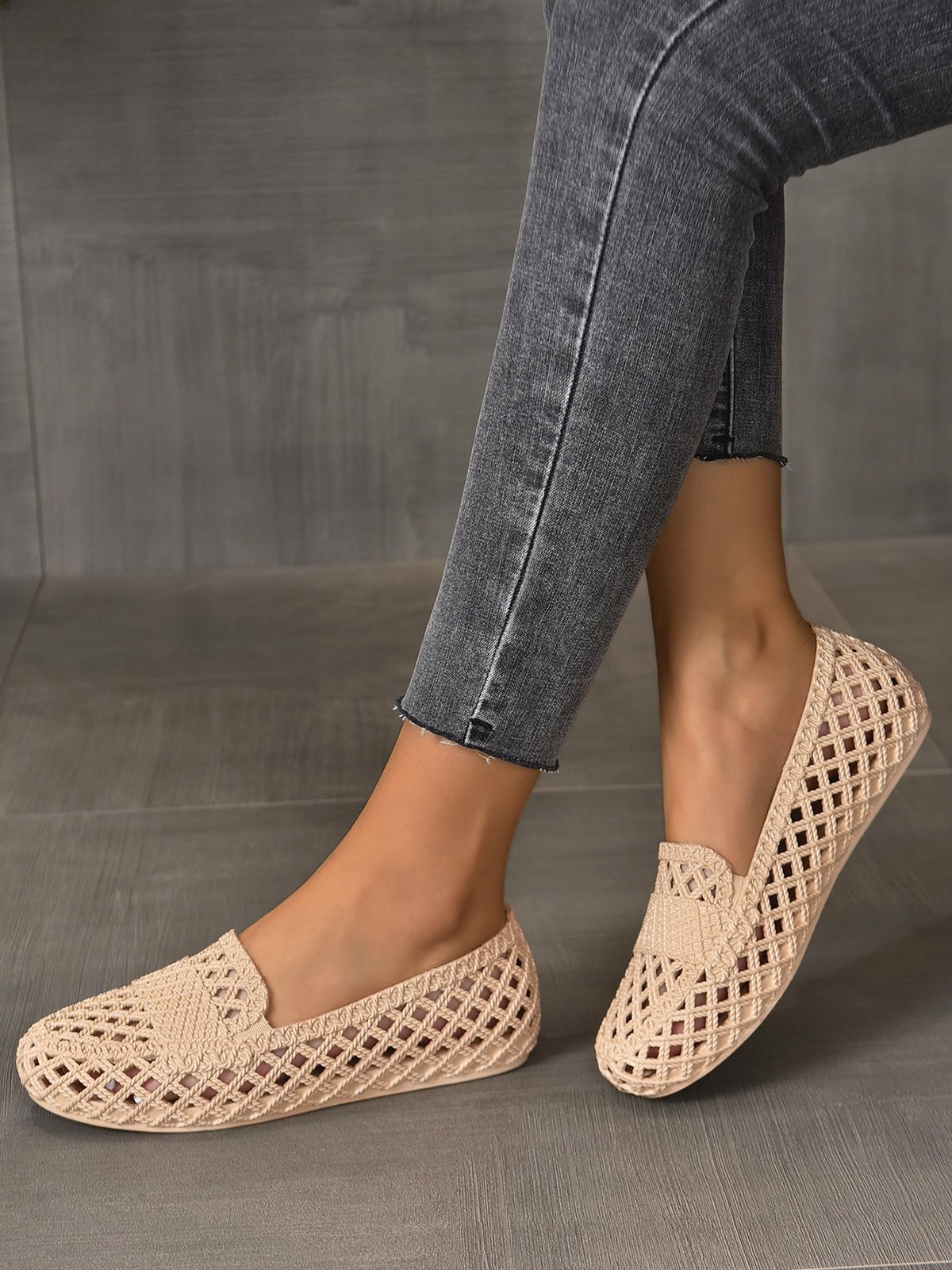 Women Hollow Out Waterproof Slip On Shoes