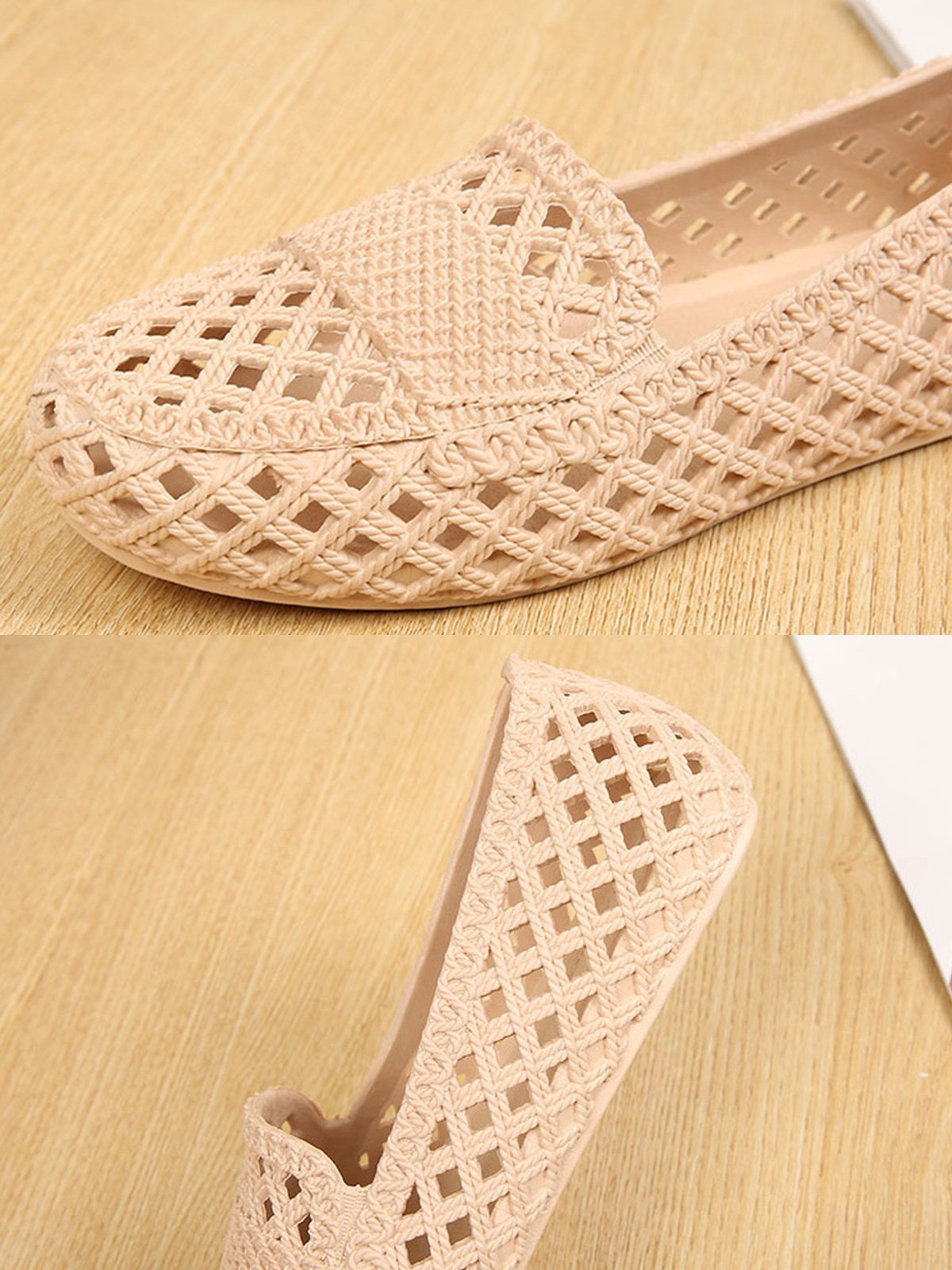 Women Hollow Out Waterproof Slip On Shoes