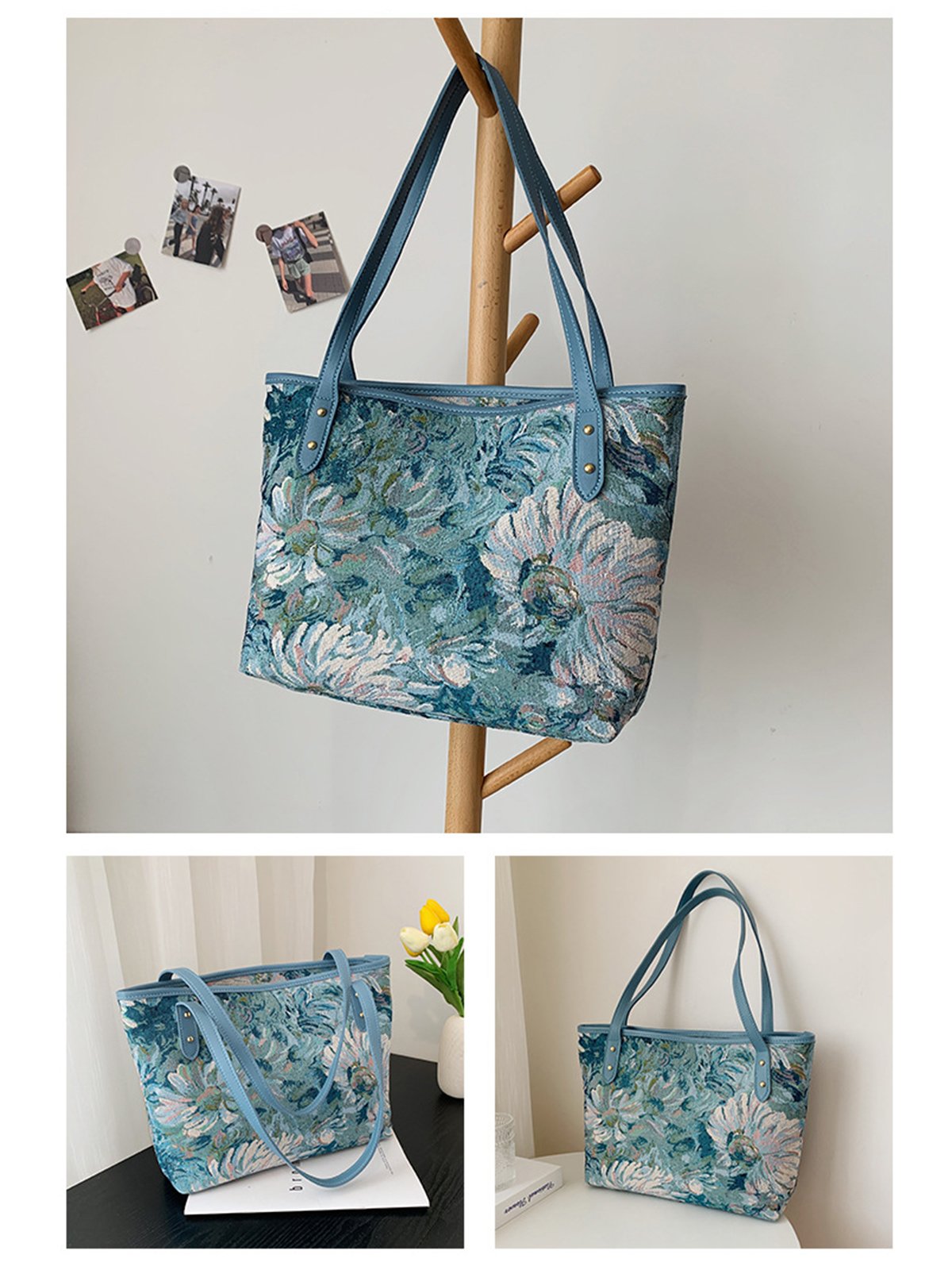 Art Flower Oil Painting Cloth Large Capacity Tote Bag