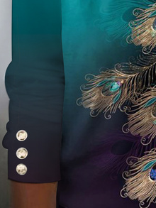 Feather Pattern Loose Crew Neck Casual T-Shirt