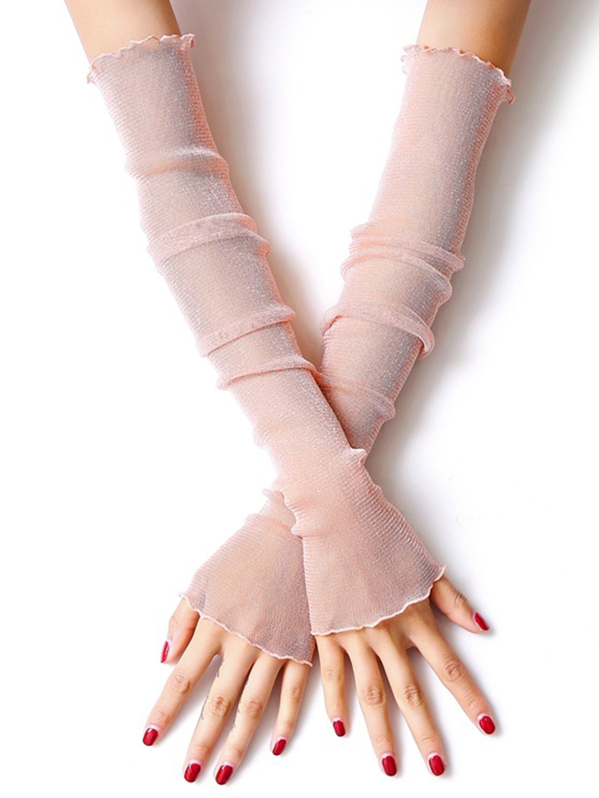 Elegant Glitter Mesh Sun Protection Party Gloves Sleeves Socks