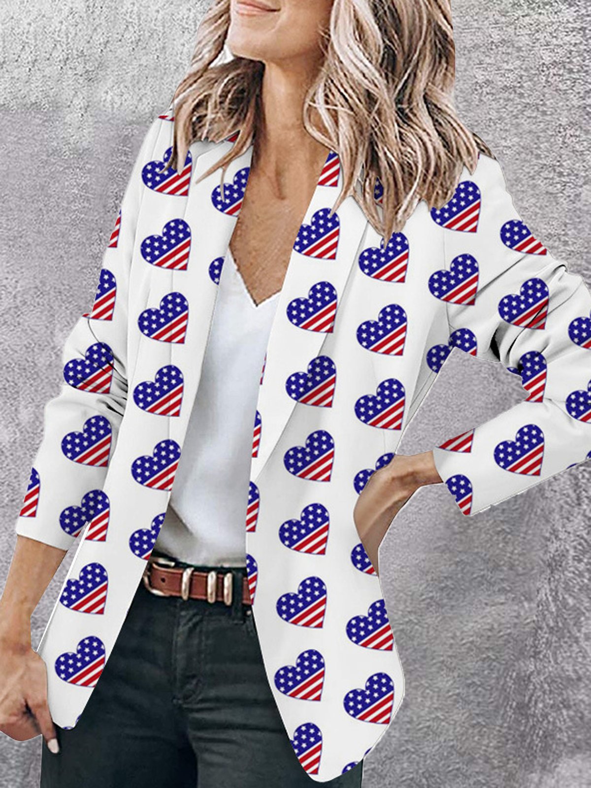 Casual America Flag Shawl Collar Regular Fit Blazer