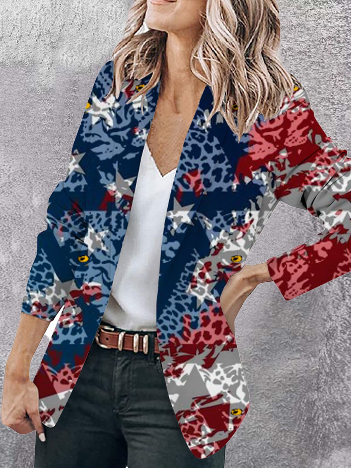 Casual America Flag Shawl Collar Regular Fit Blazer