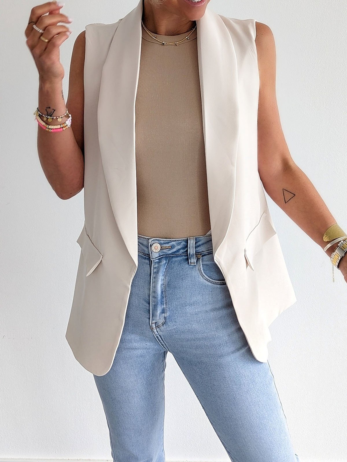 Casual Plain Shawl Collar Regular Fit Vest