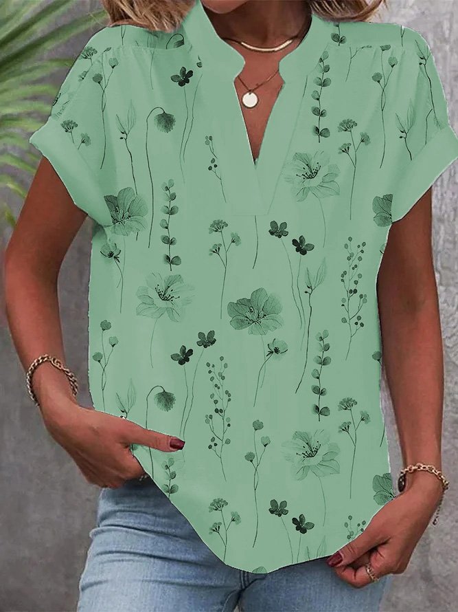 Stand Collar Cotton Casual Loose Shirt