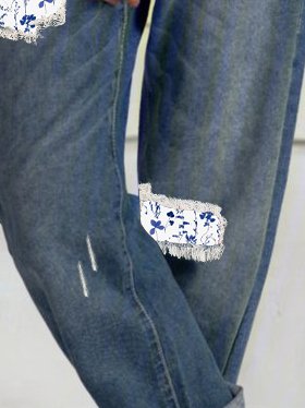 Denim Loose Floral Casual Jeans