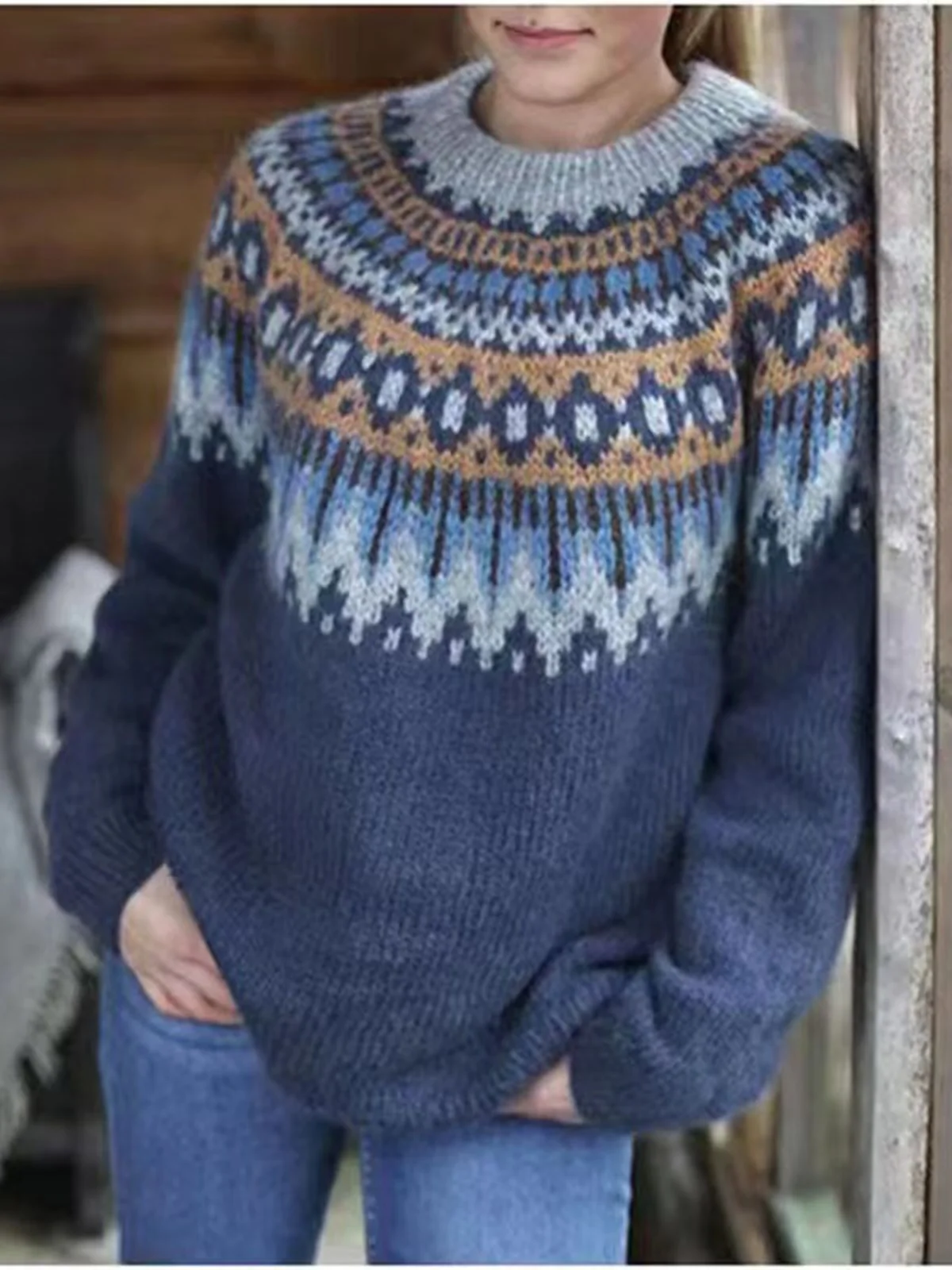 Fair Isle Loose Casual Sweater