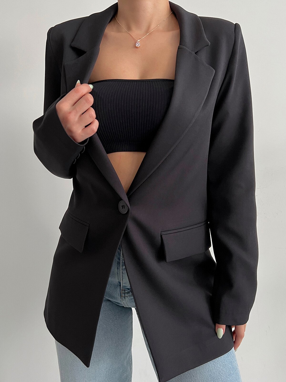 Women's Urban Casual Plain Mid Length Blazer Commuter Clothing