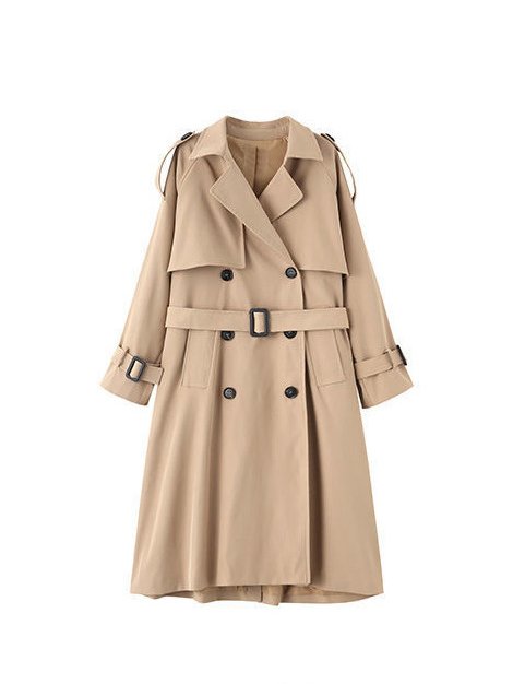 Women's Urban Casual Plain Long Trench Coat Daily Commuting Clothing