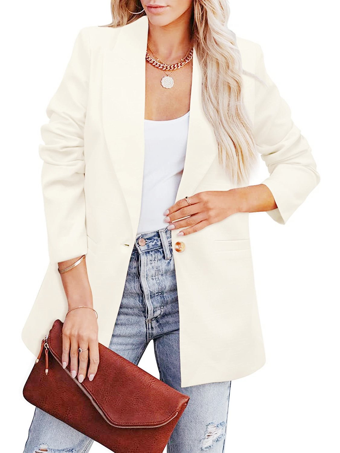 Women's Urban Casual Plain Simple Blazer Commuting Daily Clothing