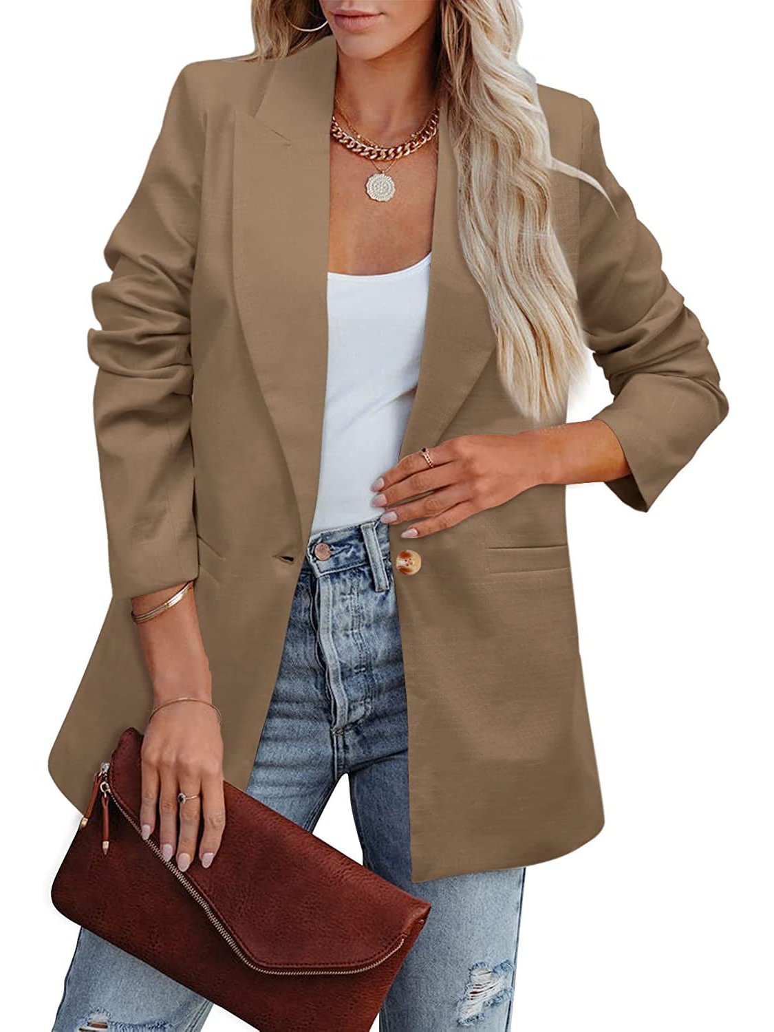 Women's Urban Casual Plain Simple Blazer Commuting Daily Clothing