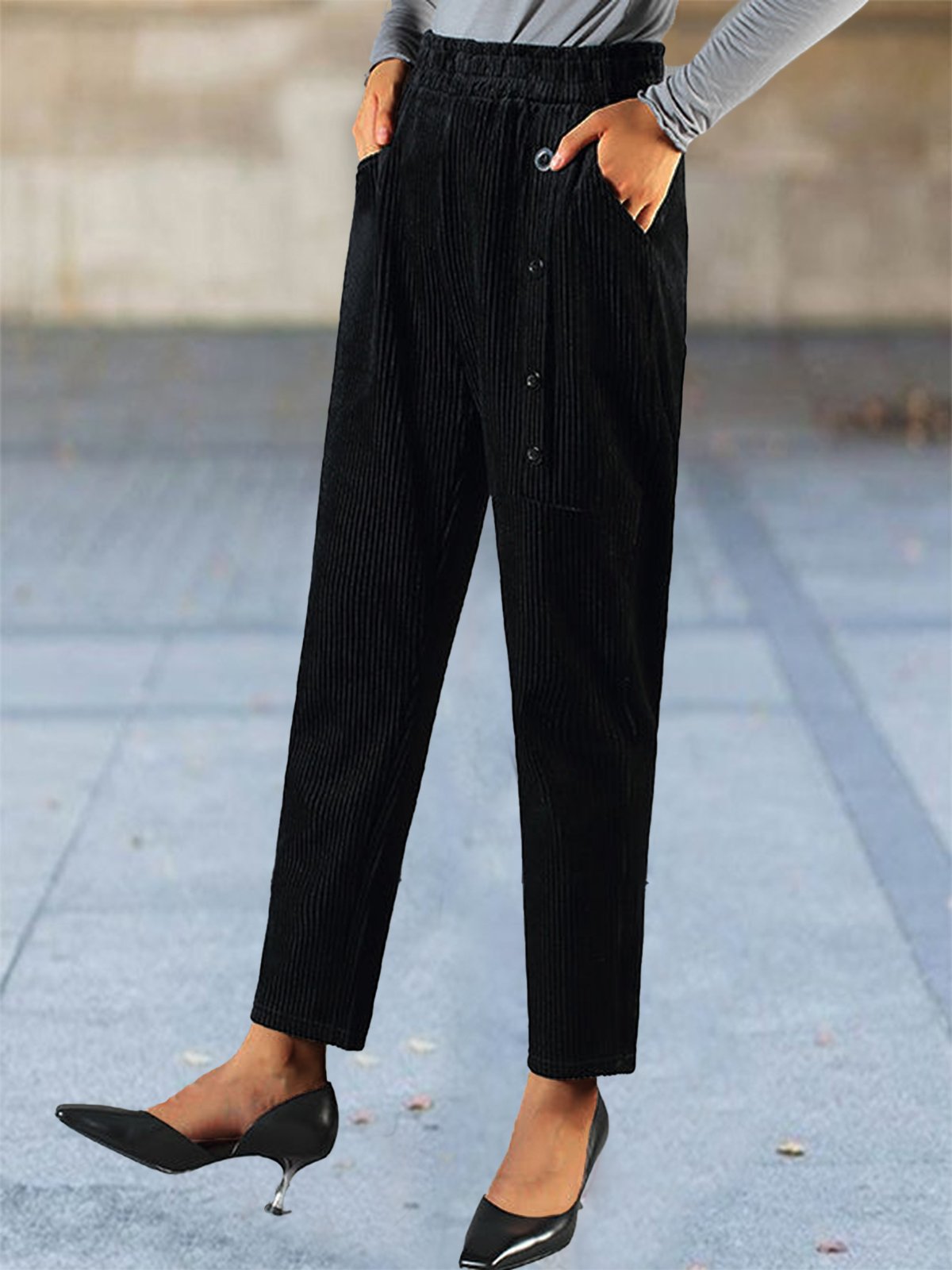 Regular Fit Plain Casual Pants