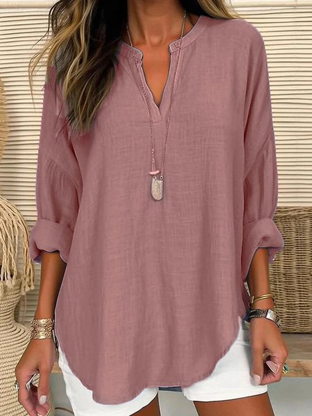 V Neck Casual Loose Shirt