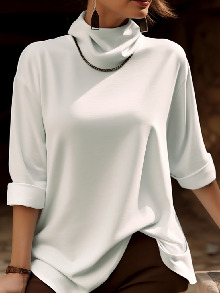 Asymmetric Casual Plain T-Shirt
