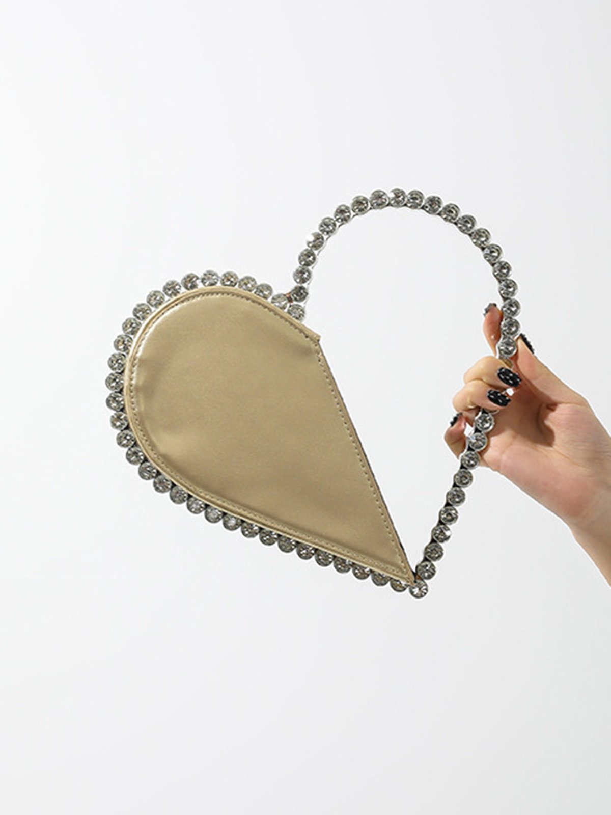 Banquet Party Heart Shaped Diamond Leather Ladies Clutch Elegant