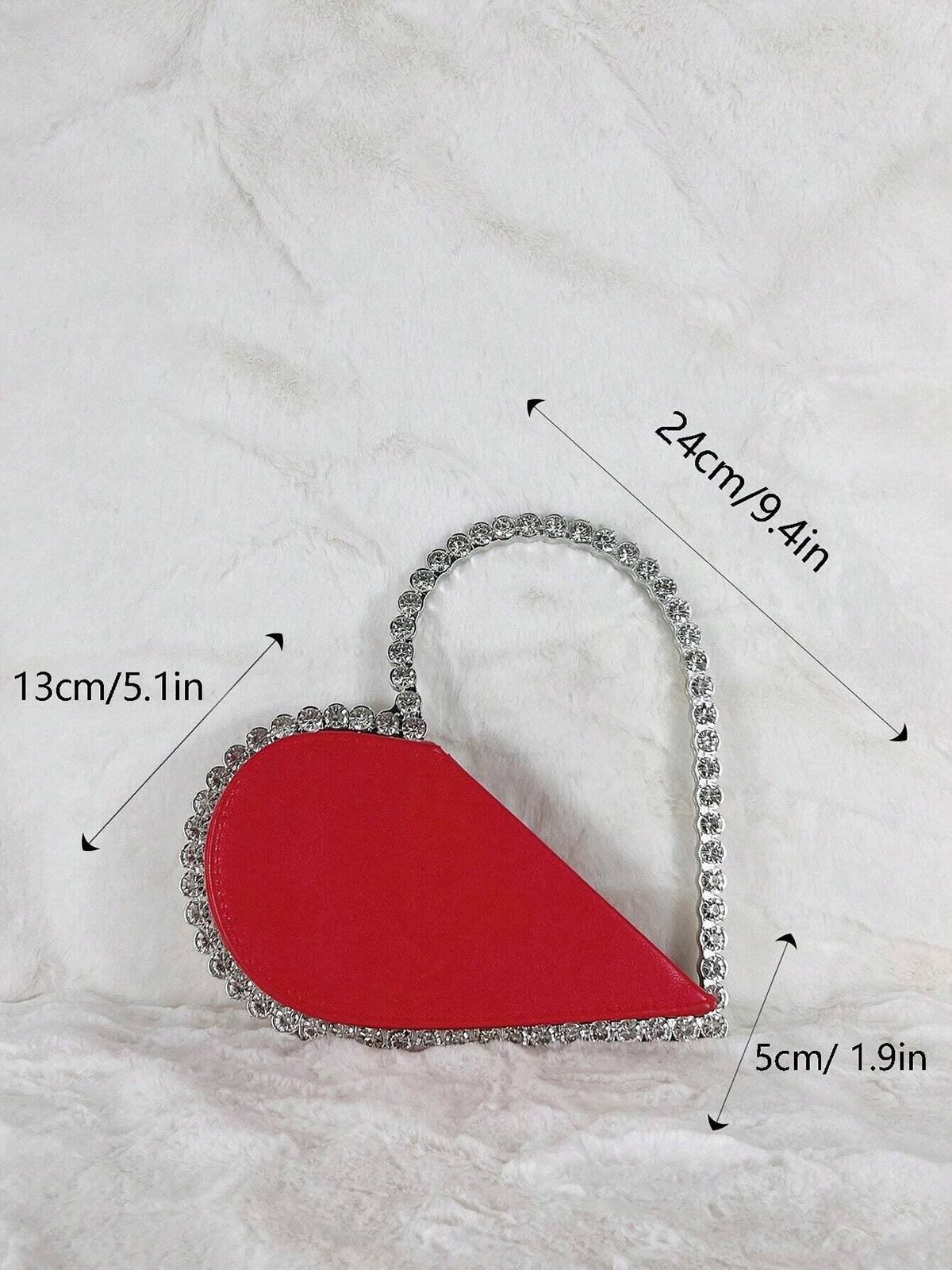 Banquet Party Heart Shaped Diamond Leather Ladies Clutch Elegant