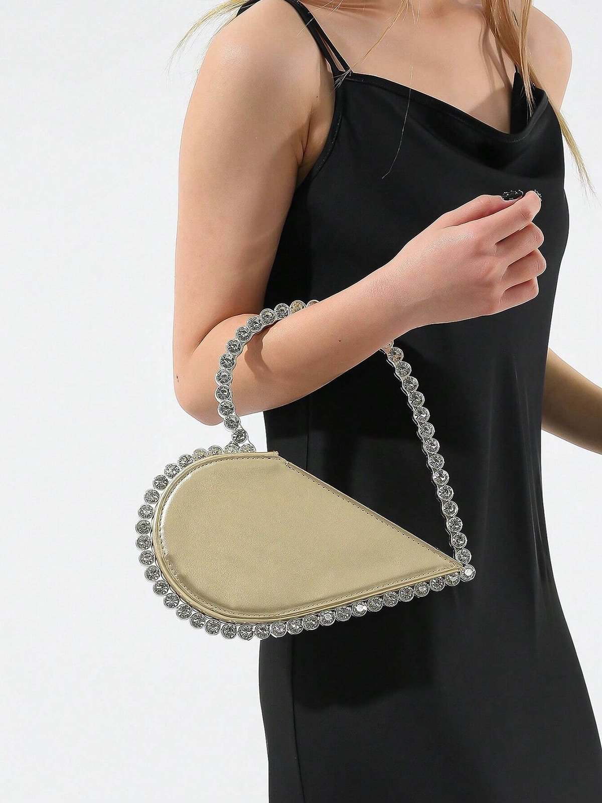 Banquet Party Heart Shaped Diamond Leather Ladies Clutch Elegant